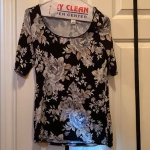 Black floral print blouse